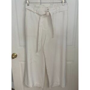Talbots White Tie Waist Wide Leg Crop Pants Size 12
